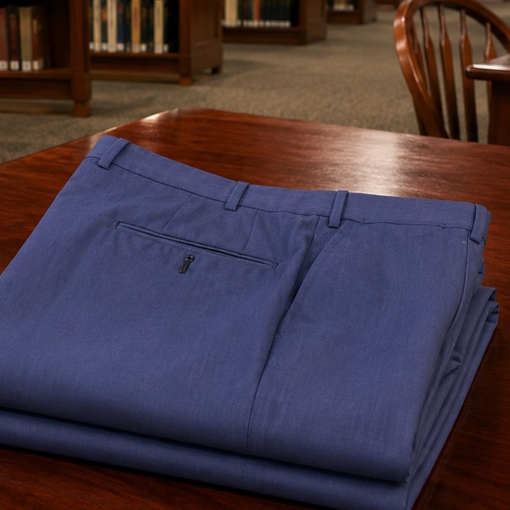 ISAIA Neapolitan Blue Wool Dress Trousers | Made in Italy